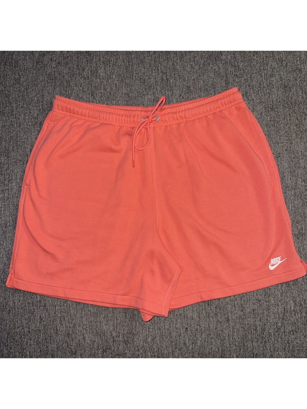 Nike Men Large Club Flow French Terry Shorts Max Orange/White FN3520-814 New